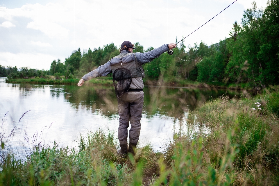 Recreación pesca humedal con caña
