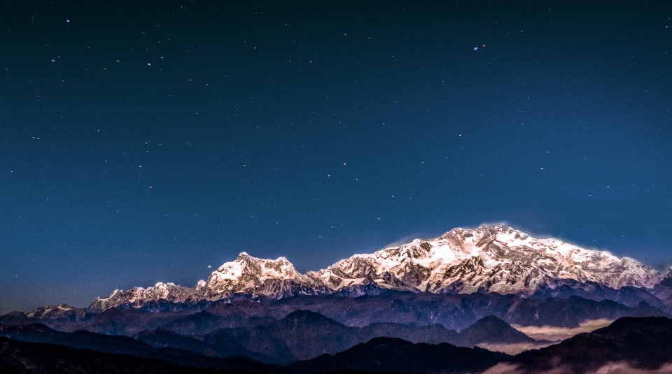 Mountain snow sky night