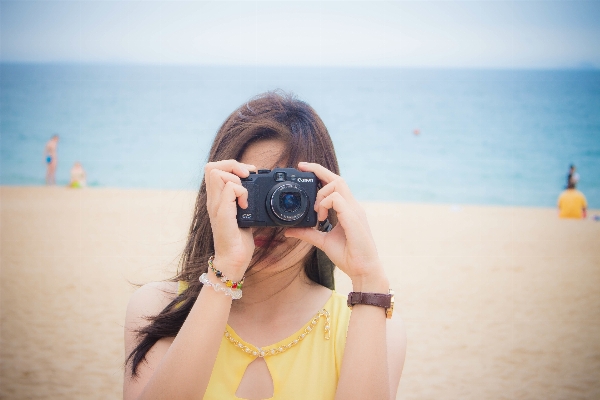 Sea sand person girl Photo