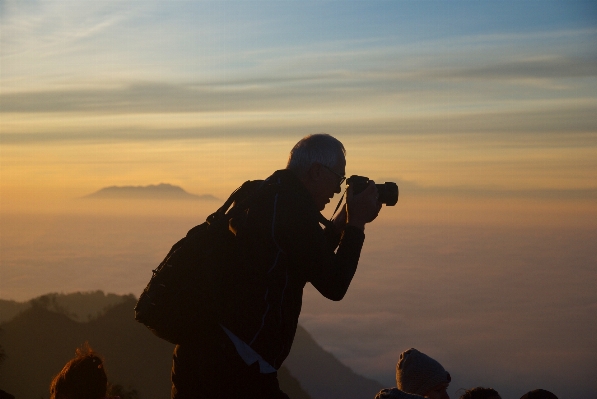 Man sea horizon silhouette Photo