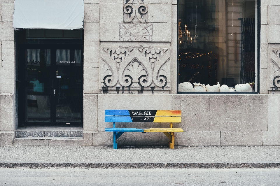 Architecture road white bench