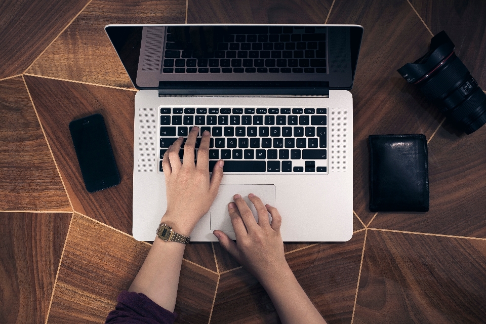 Computer work hand typing