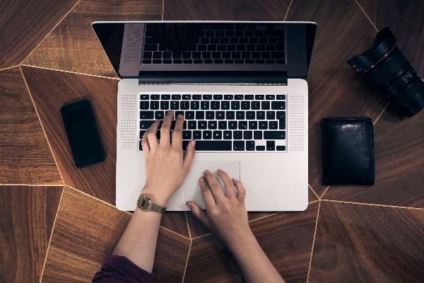 Computer work hand typing Photo