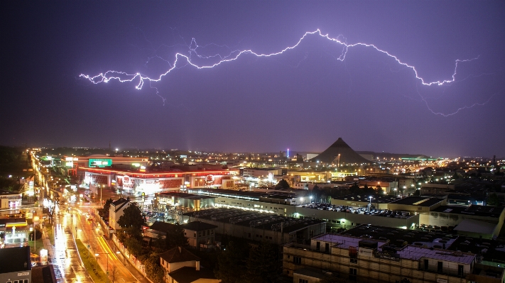 Night cityscape lightning thunder Photo