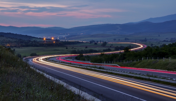 Light track road bridge Photo