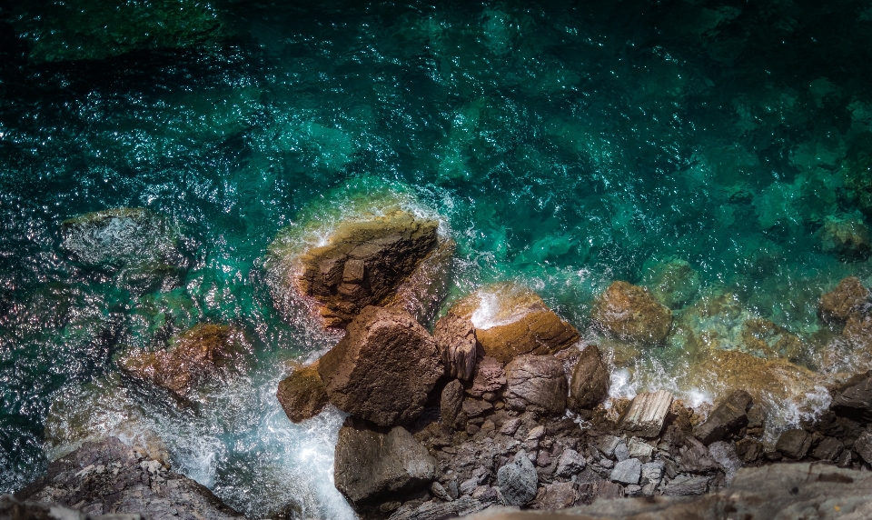 Beach sea water rock