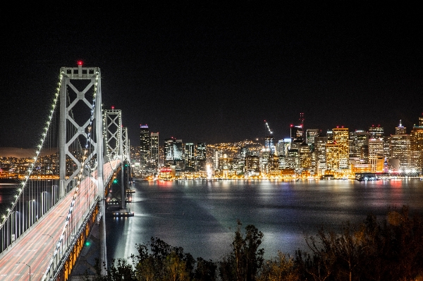 Light bridge skyline night Photo