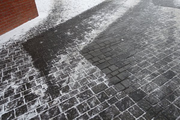 Snow sidewalk floor cobblestone Photo