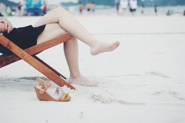 Hand beach sand feet Photo