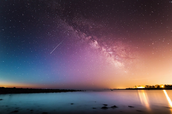 Foto Bayangan hitam langit malam bintang