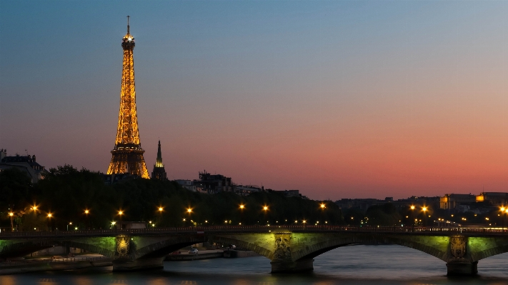 Sunset bridge skyline night Photo