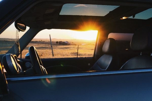 Sunset leather car wheel Photo