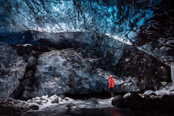 Rock formation stream ice Photo