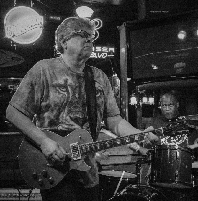 Person music black and white guitar