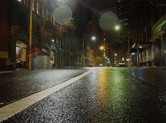 Snow road street night Photo