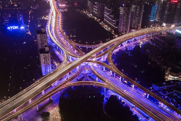 Bridge night city cityscape Photo