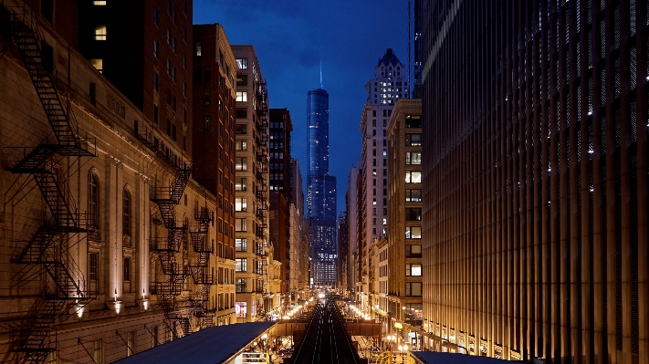 Night city skyscraper cityscape Photo