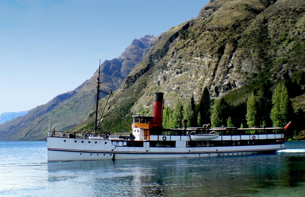 Sea coast mountain boat Photo