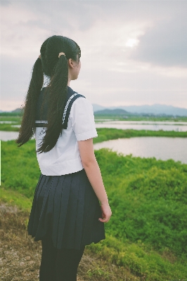 Girl woman hair countryside Photo