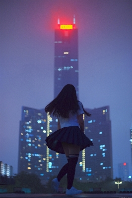 Light girl skyline night Photo