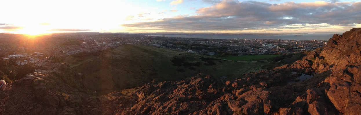 Sunrise sunset panorama cliff Photo