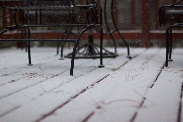 Table snow winter wood Photo