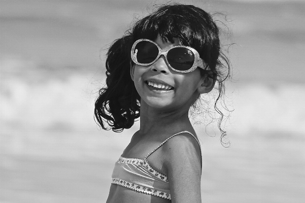 Beach black and white girl woman Photo