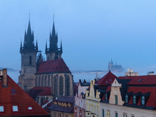 Winter morning town building Photo