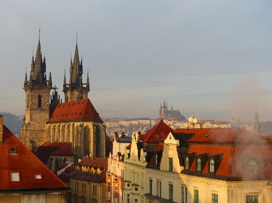 Winter cloudy morning town Photo