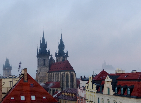 Winter fog morning town Photo