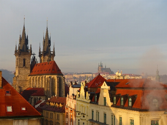 Winter sunrise morning town Photo