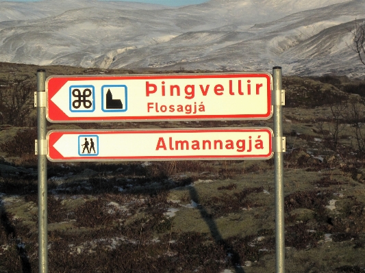 Road sign soil iceland Photo