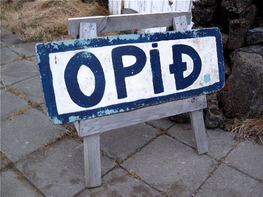 Sign blue iceland street Photo