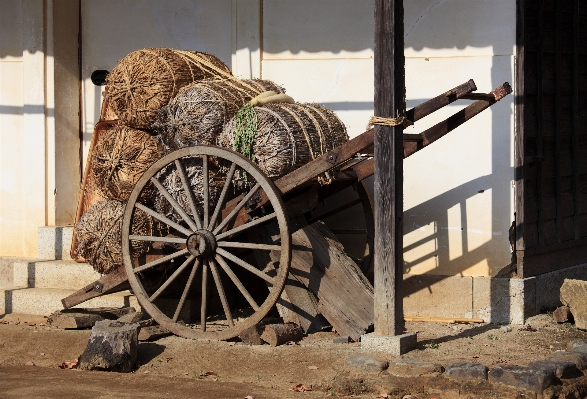 Wood wheel cart military Photo