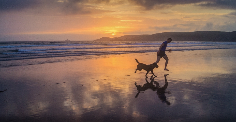 Man beach sea coast