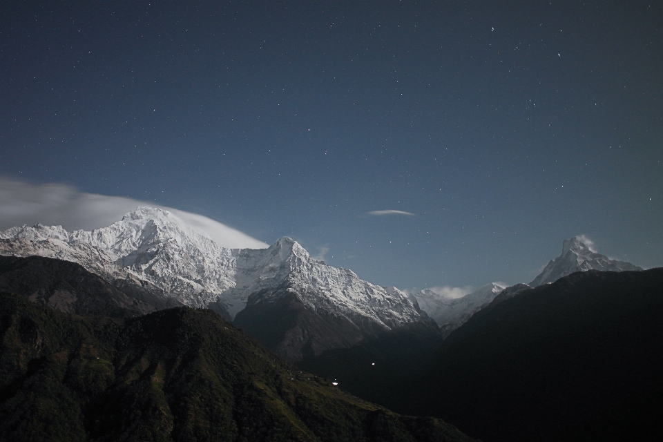 Mountain snow sky night