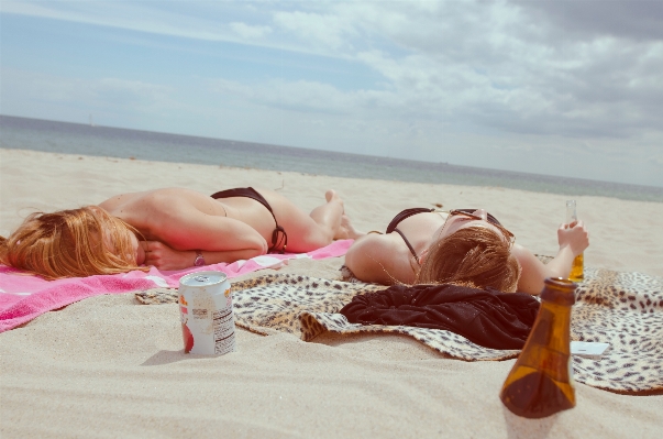 Hand beach sand girl Photo