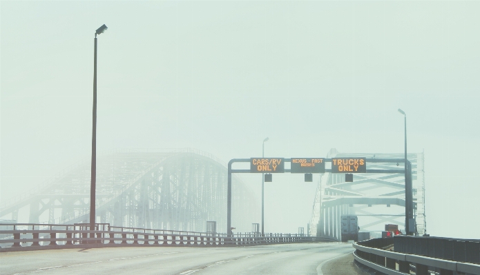 Snow fog road bridge Photo