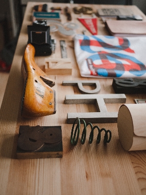 Wood guitar collection letter Photo