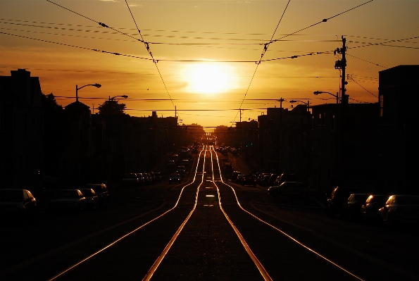 Light track railway sunrise Photo