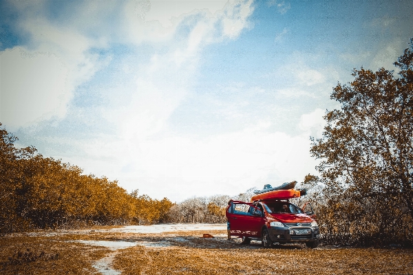 Landscape snow sky car Photo