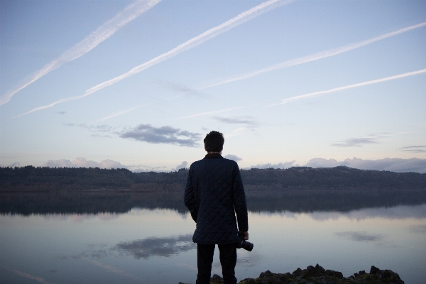 Man landscape sea horizon Photo