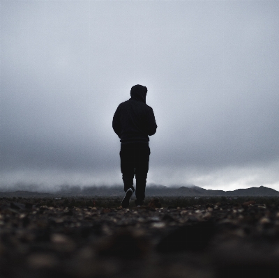 Man sea horizon silhouette Photo