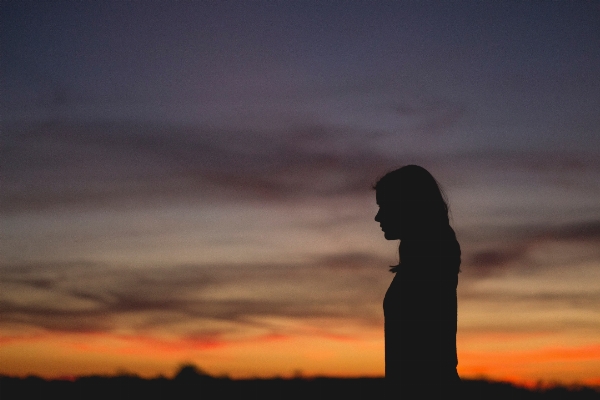 Sea horizon silhouette person Photo