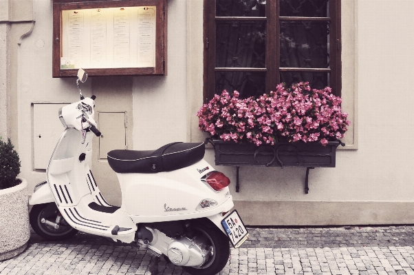 白 車両 スクーター vespa 写真