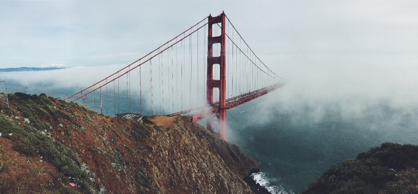 Water mountain fog bridge Photo