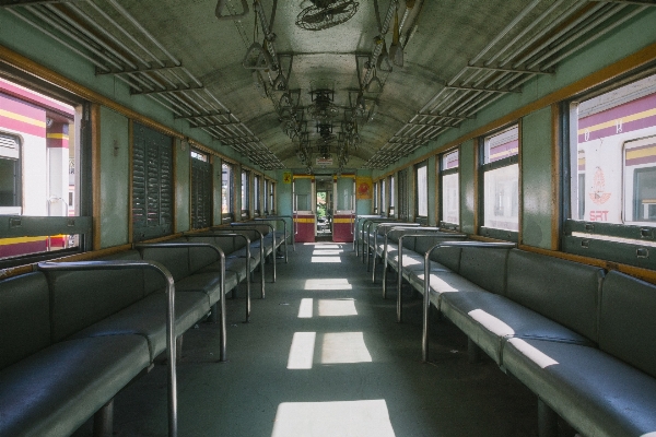 Bench seat train transportation Photo