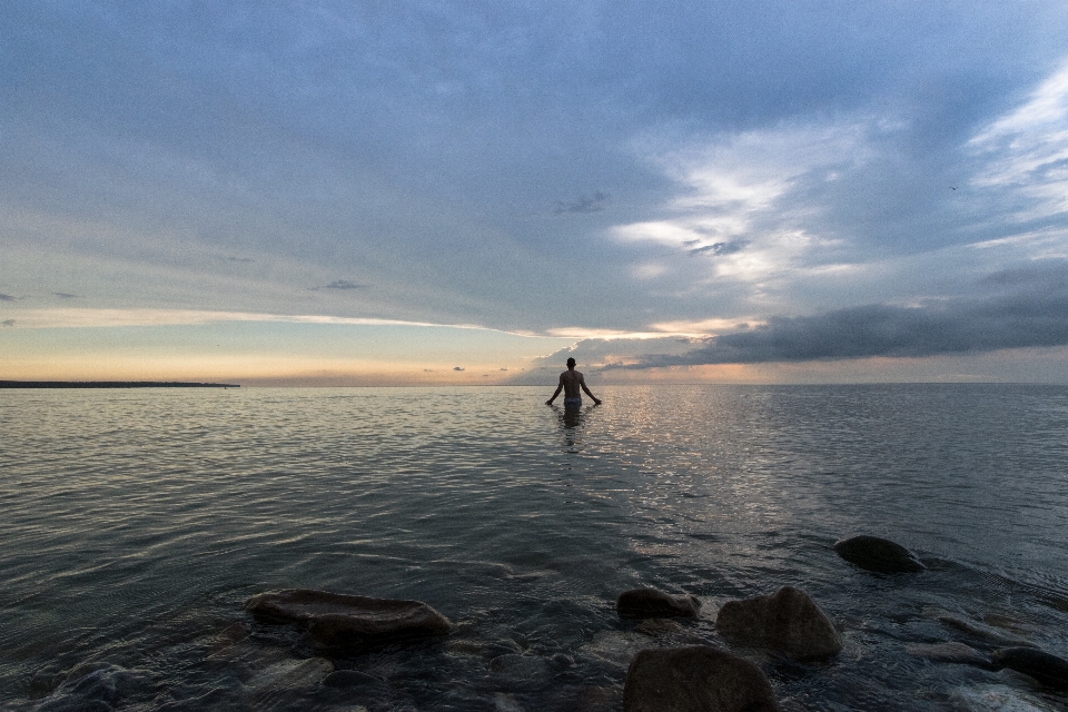 Man beach sea coast