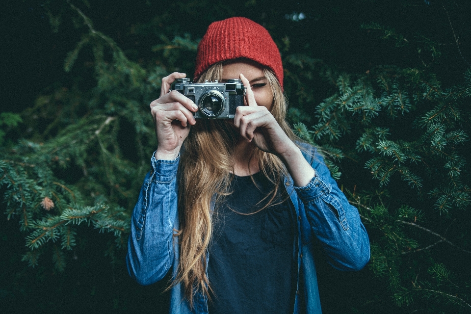 Hand girl hair camera