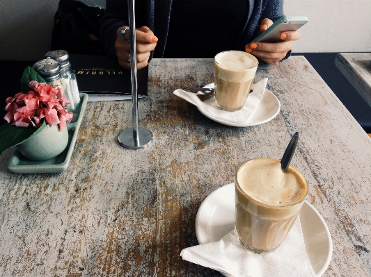 Table cafe coffee latte Photo